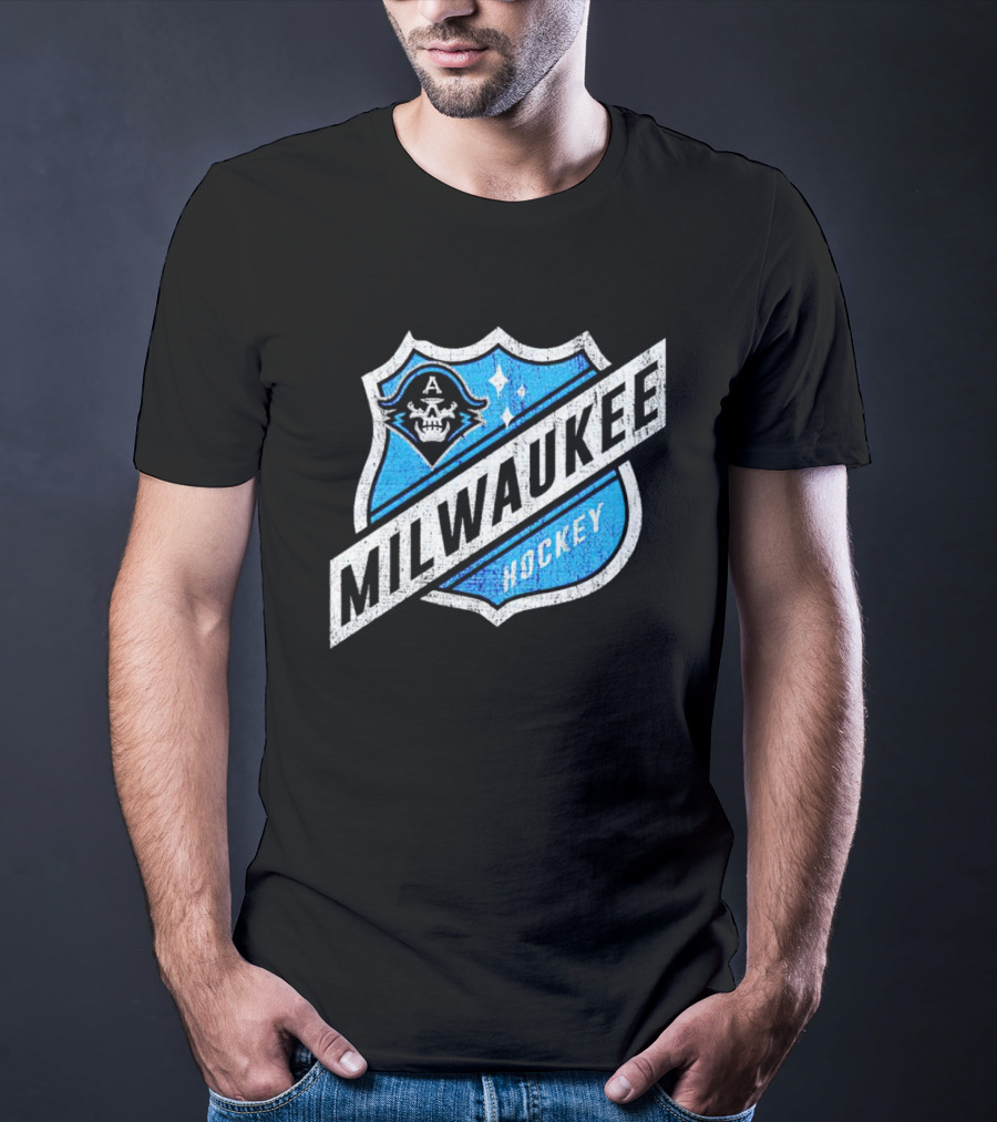 Milwaukee Hockey Admirals Badge Skull T-Shirt