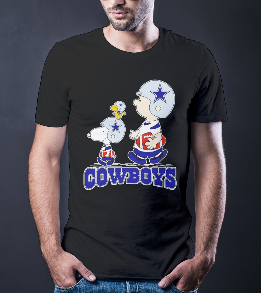 Cowboys Snoopy Charlie Brown Woodstock Football Helmets T-Shirt
