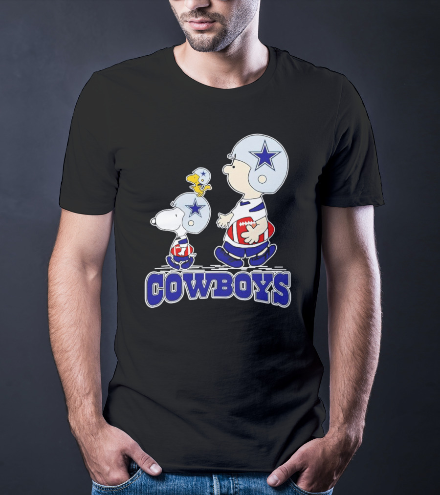 Dallas Cowboys Snoopy Charlie Brown Woodstock Football Helmets T-Shirt