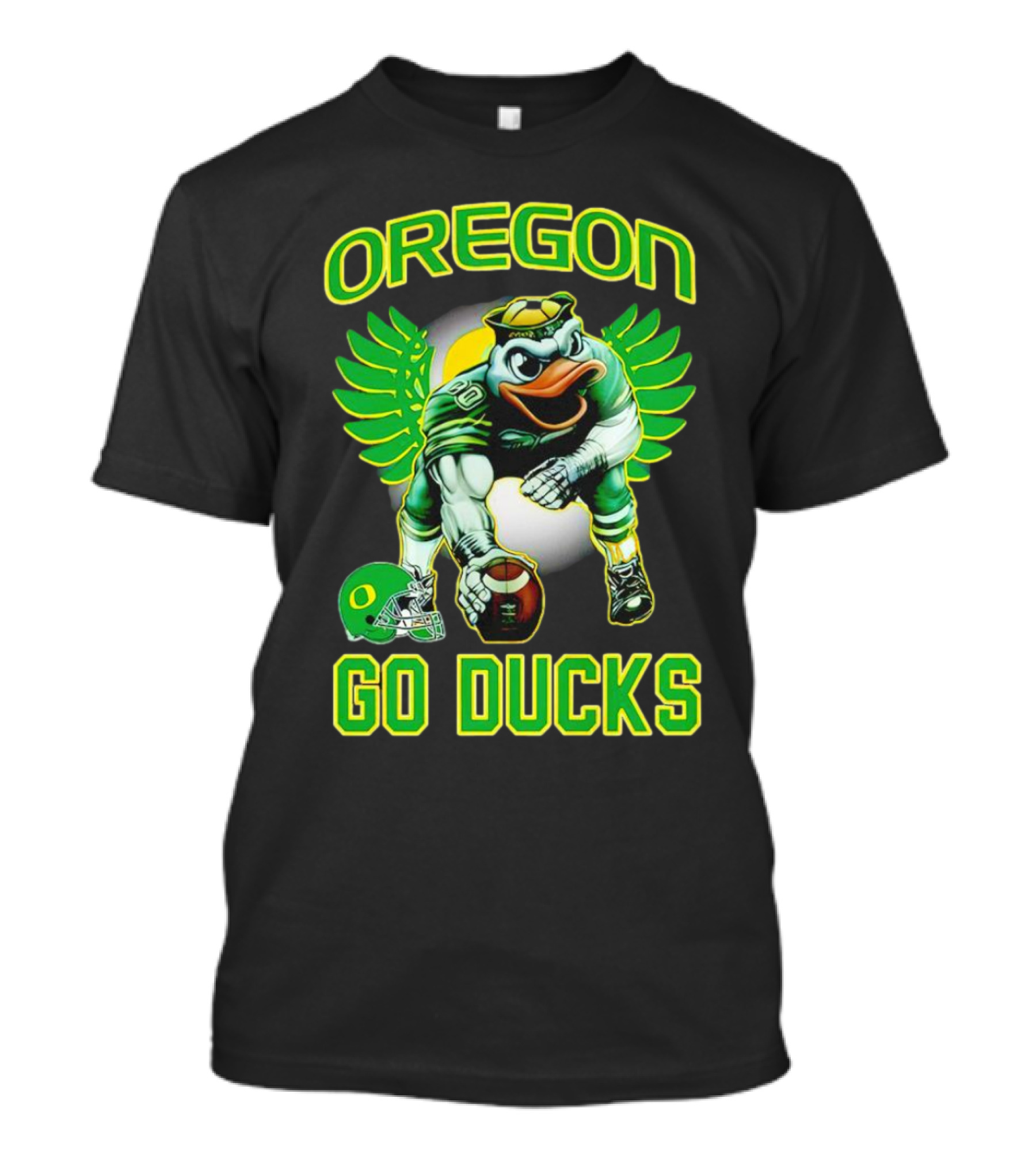 Oregon Ducks Football Go Ducks Mascot With Green Wings And Helmet T-Shirt