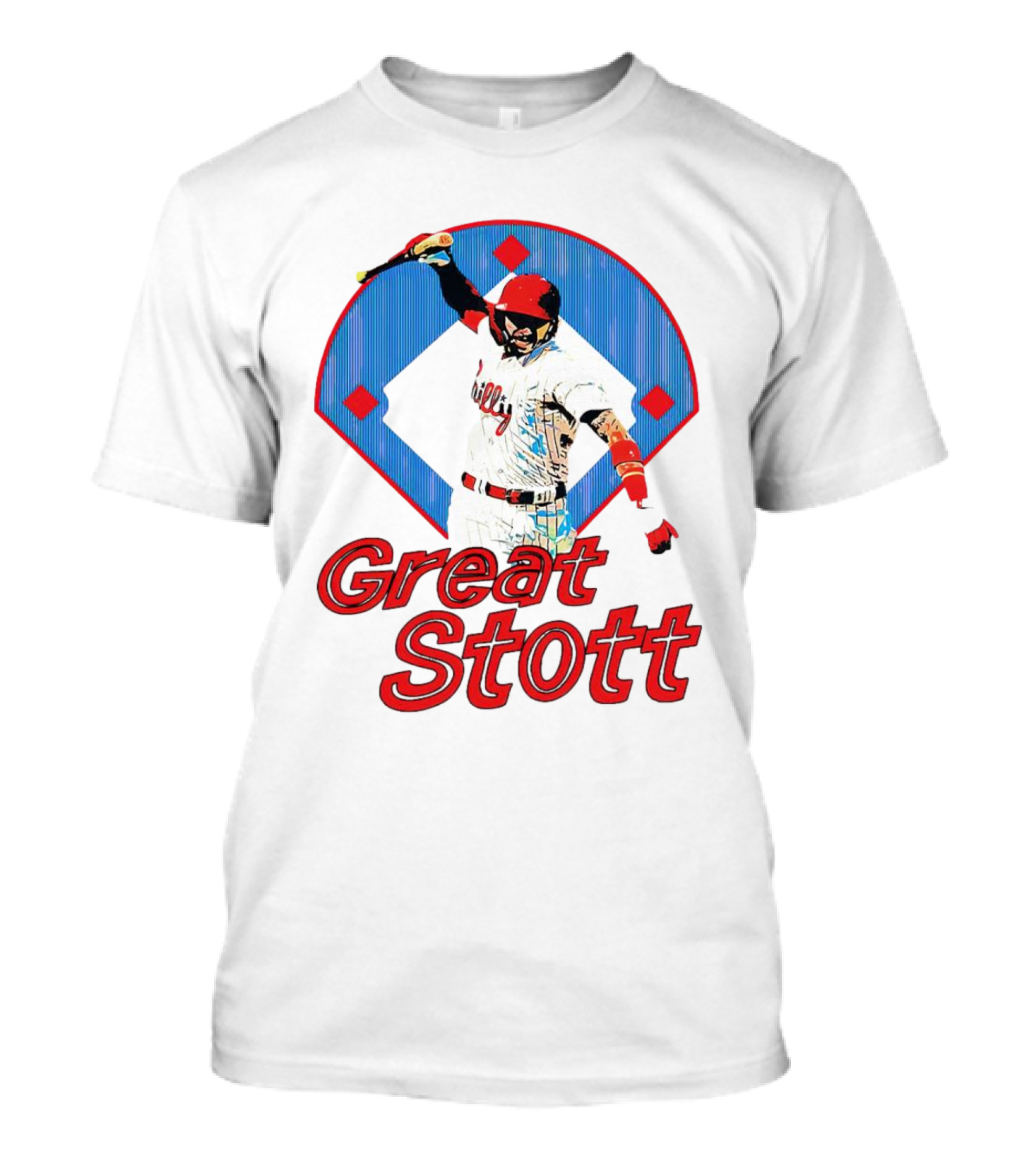 Great Stott Philadelphia Phillies Bat Spike T-Shirt