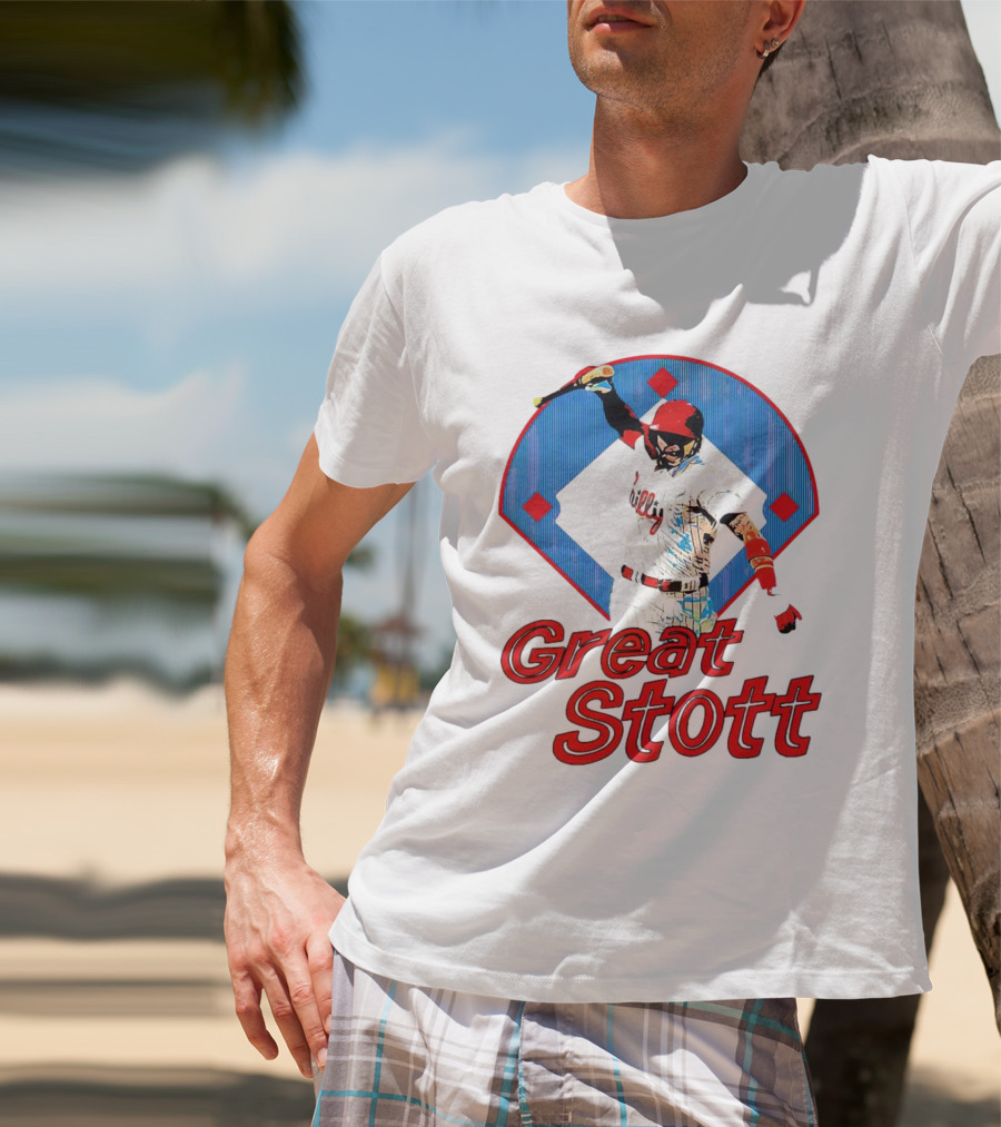 Great Stott Philadelphia Phillies Bat Spike T-Shirt