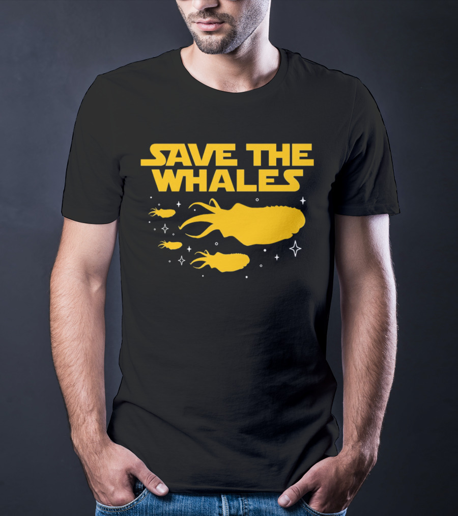 Save The Whales I Mean Purrgil Star Wars Parody Yellow Space Creatures T-Shirt