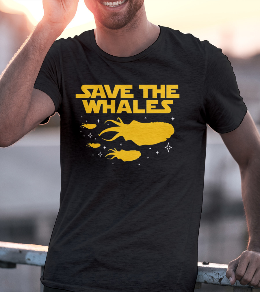 Save The Whales I Mean Purrgil Star Wars Parody Yellow Space Creatures T-Shirt