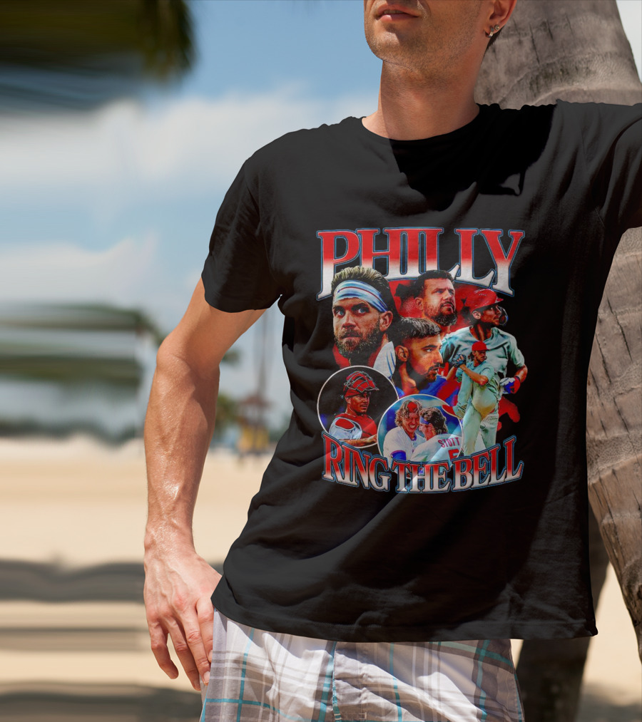 PHILLY RING THE BELL Baseball Players Collage T-Shirt