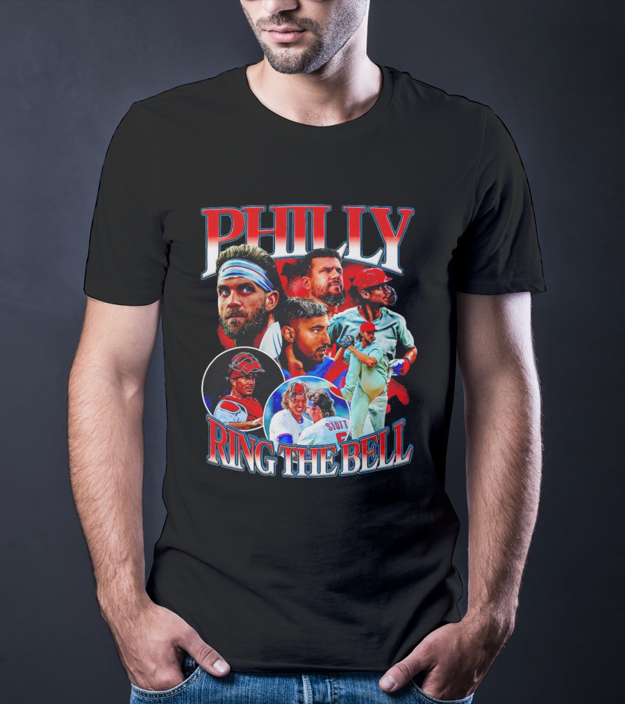 PHILLY RING THE BELL Baseball Players Collage T-Shirt