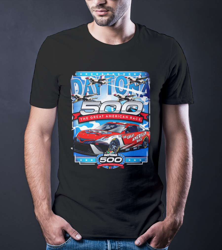 Daytona 500 The Great American Race NASCAR Car With Planes And Stars T-Shirt