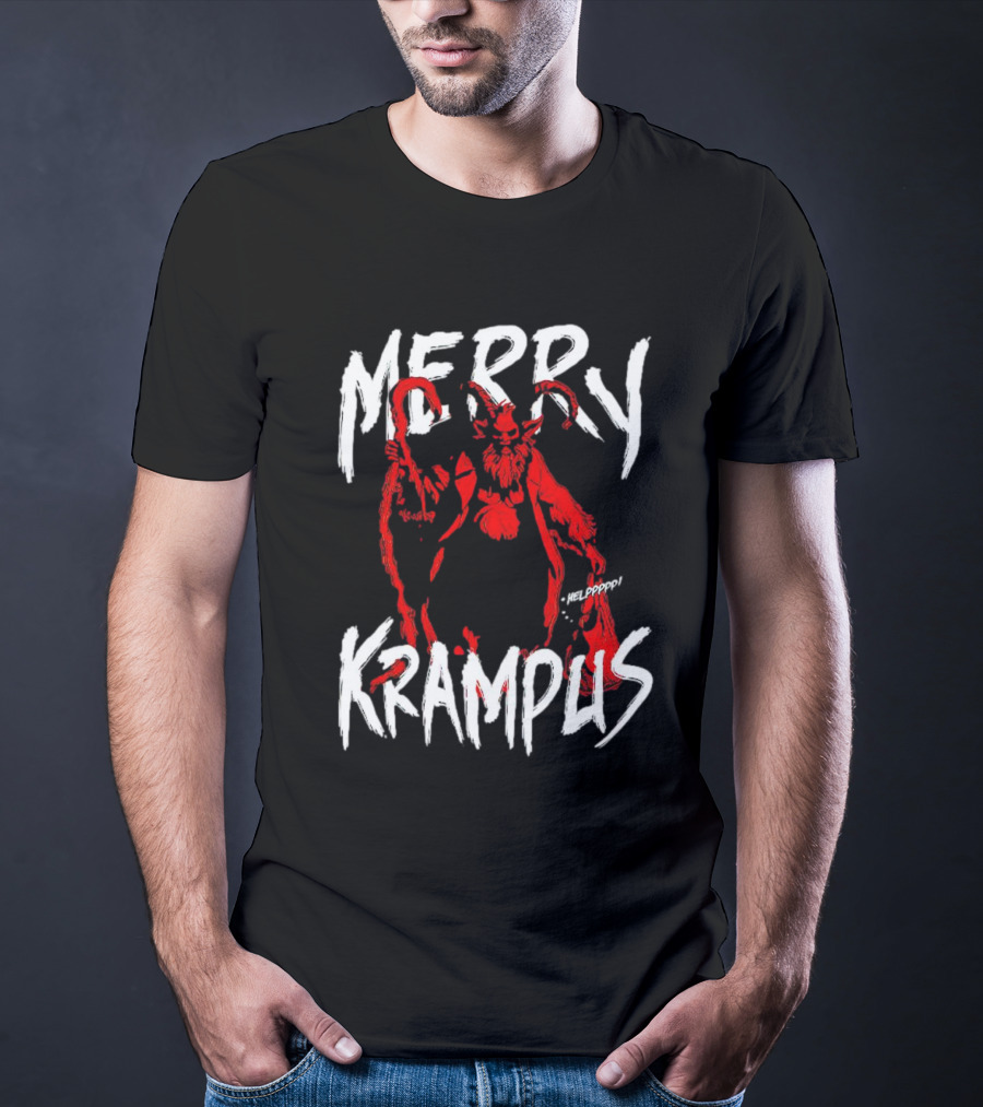 Merry Krampus Helpppp Horror Red Demon T-Shirt