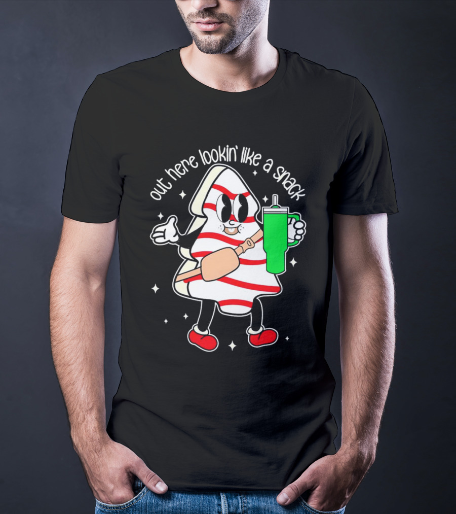 Out Here Lookin' Like A Snack Peppermint Character With Drink T-Shirt