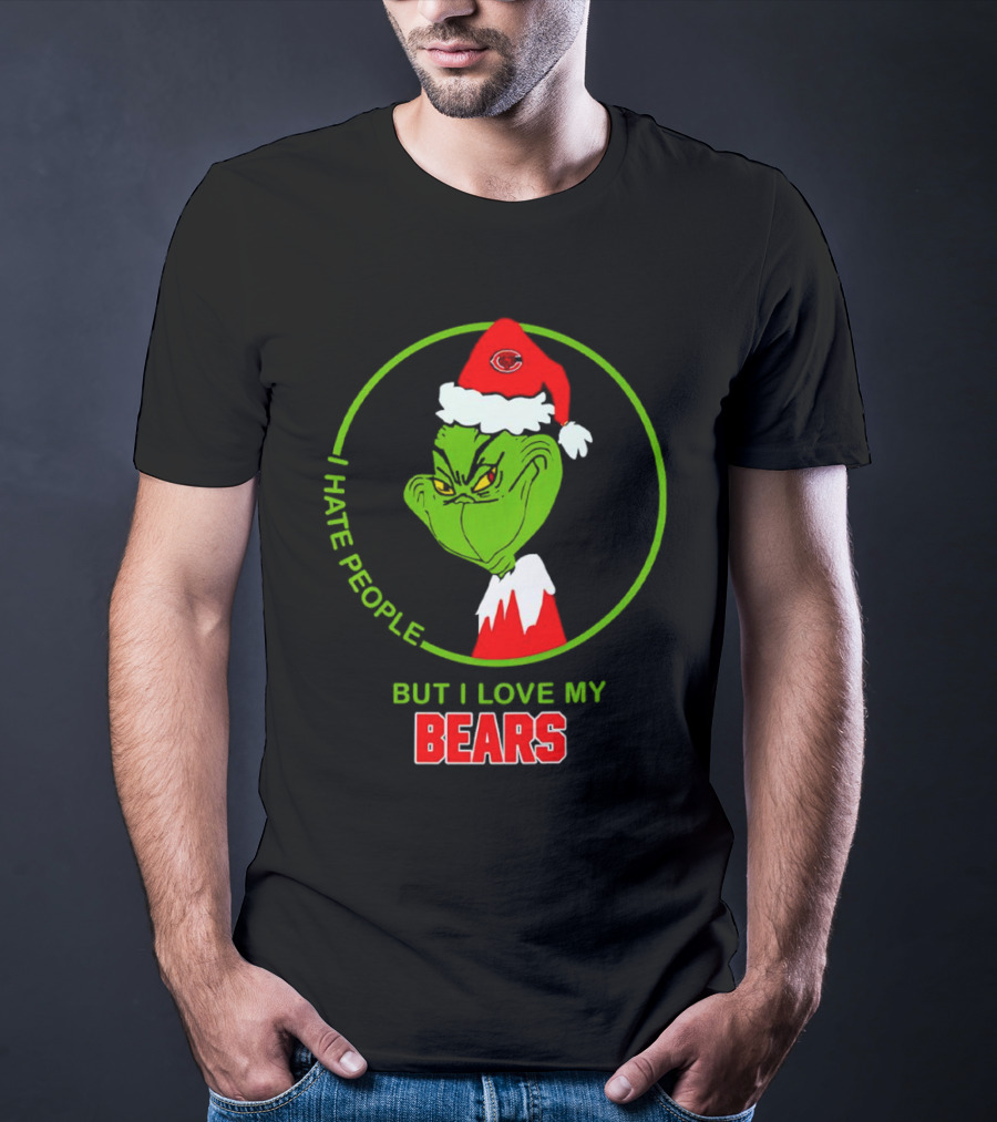 I Hate People But I Love My Bears Grinch Christmas Hat T-Shirt