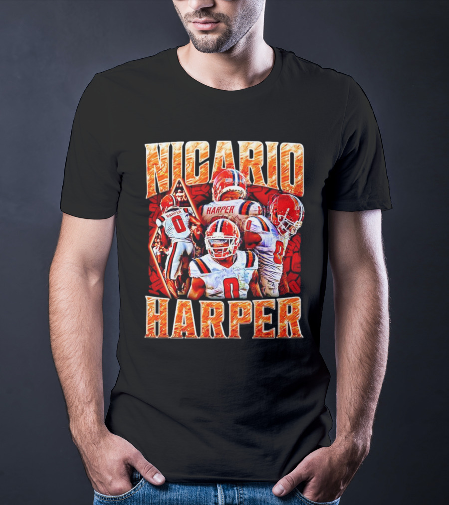 Nicario Harper Illinois Fighting Illini Football Vintage Harper 0 Jersey Collage T-Shirt