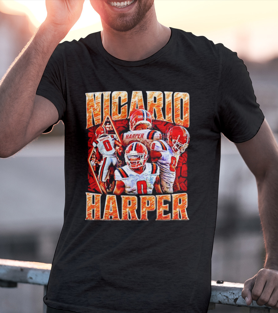 Nicario Harper Illinois Fighting Illini Football Vintage Harper 0 Jersey Collage T-Shirt