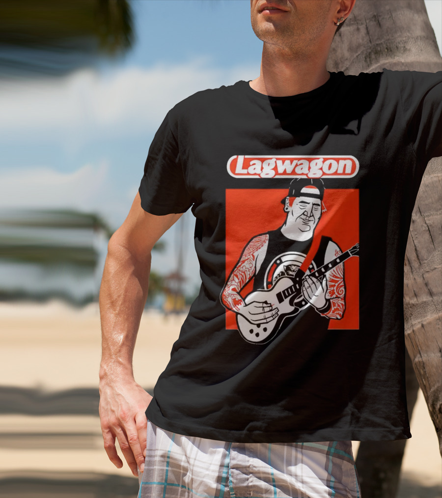 Lagwagon Flip Guitarist With Tattooed Arms In Cap And Tank Top T-Shirt