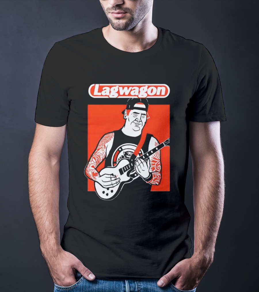 Lagwagon Flip Guitarist With Tattooed Arms In Cap And Tank Top T-Shirt
