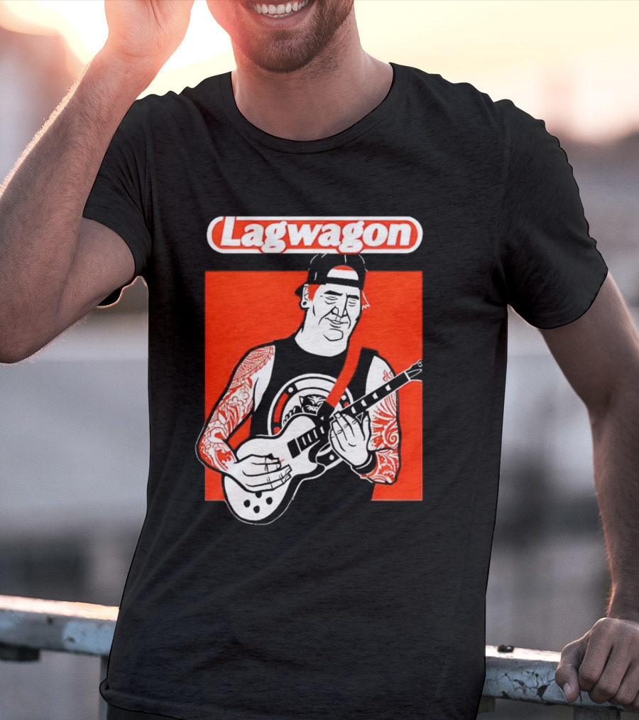 Lagwagon Flip Guitarist With Tattooed Arms In Cap And Tank Top T-Shirt