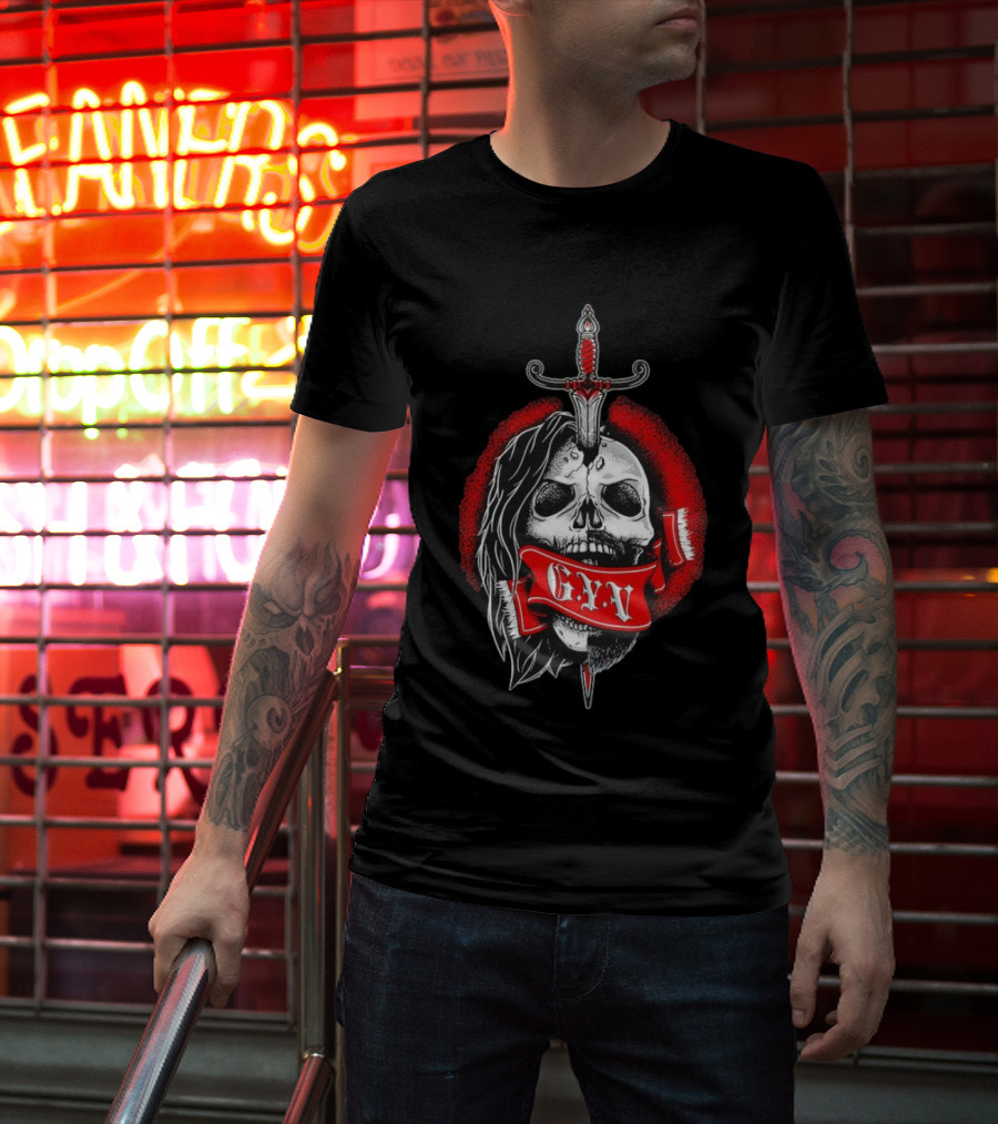 The Return Of Grizzled Young Veterans G.Y.V Skull Sword Red Banner T-Shirt