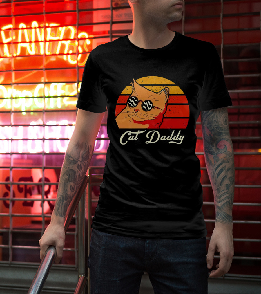 Vintage Cat Daddy Retro Sunglasses Sunburst T-Shirt