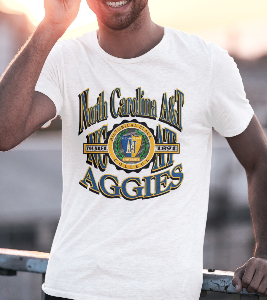 North Carolina A&T Aggies Historical Black College Founded 1891 Crest T-Shirt