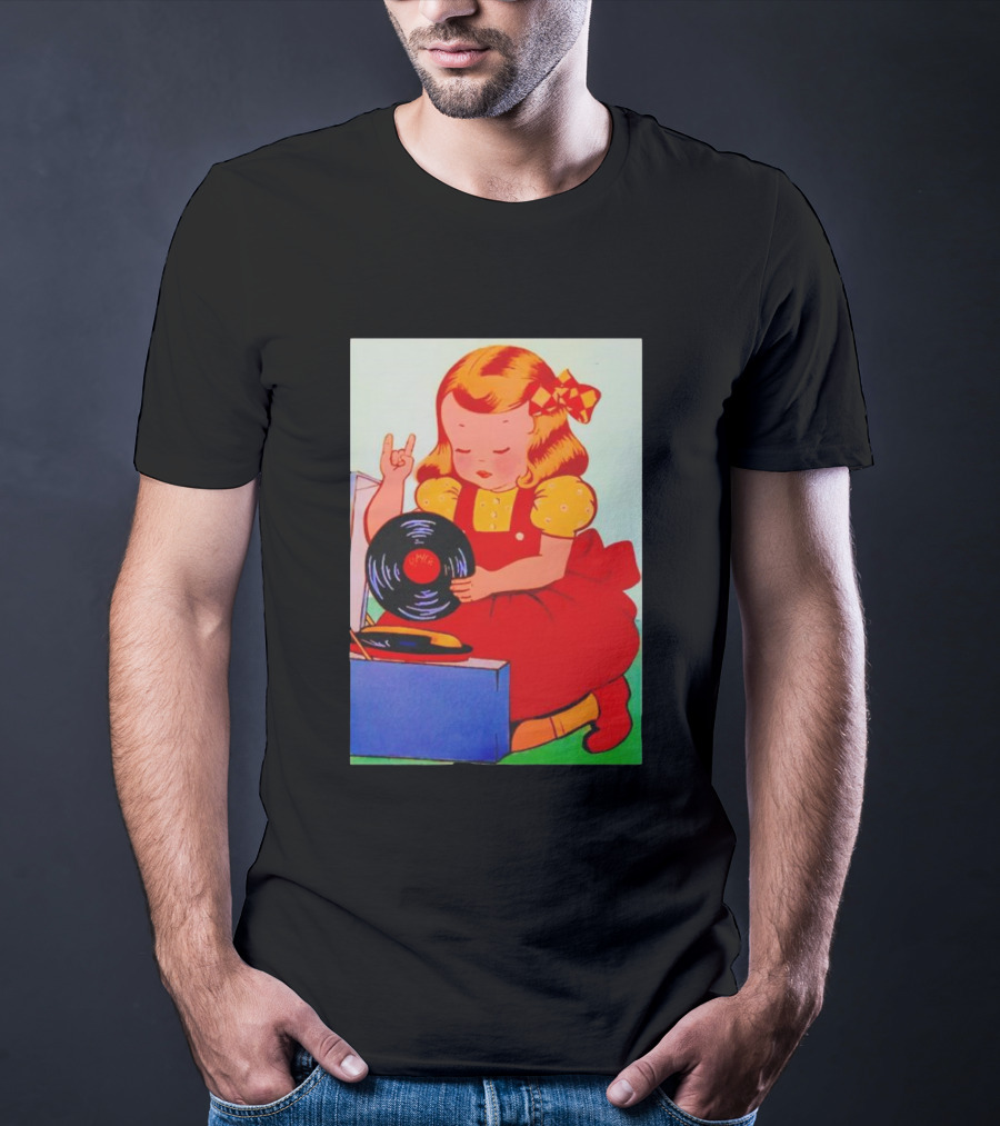 Sweet Unholy One Slayer Little Girl Listening To Vinyl Record T-Shirt