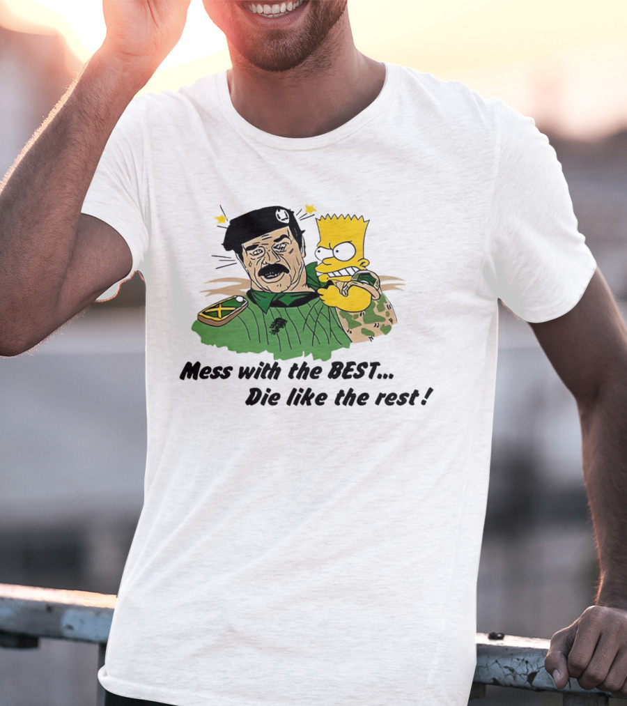 Bootleg Bart Simpson Mess With The Best Die Like The Rest Military Conflict Icons T-Shirt
