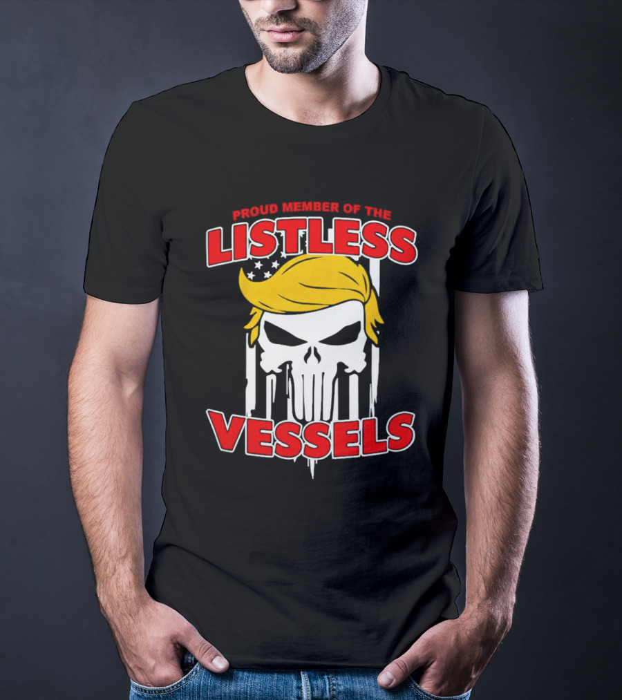 Proud Member Of The Listless Vessels Skull Hair American Flag T-Shirt