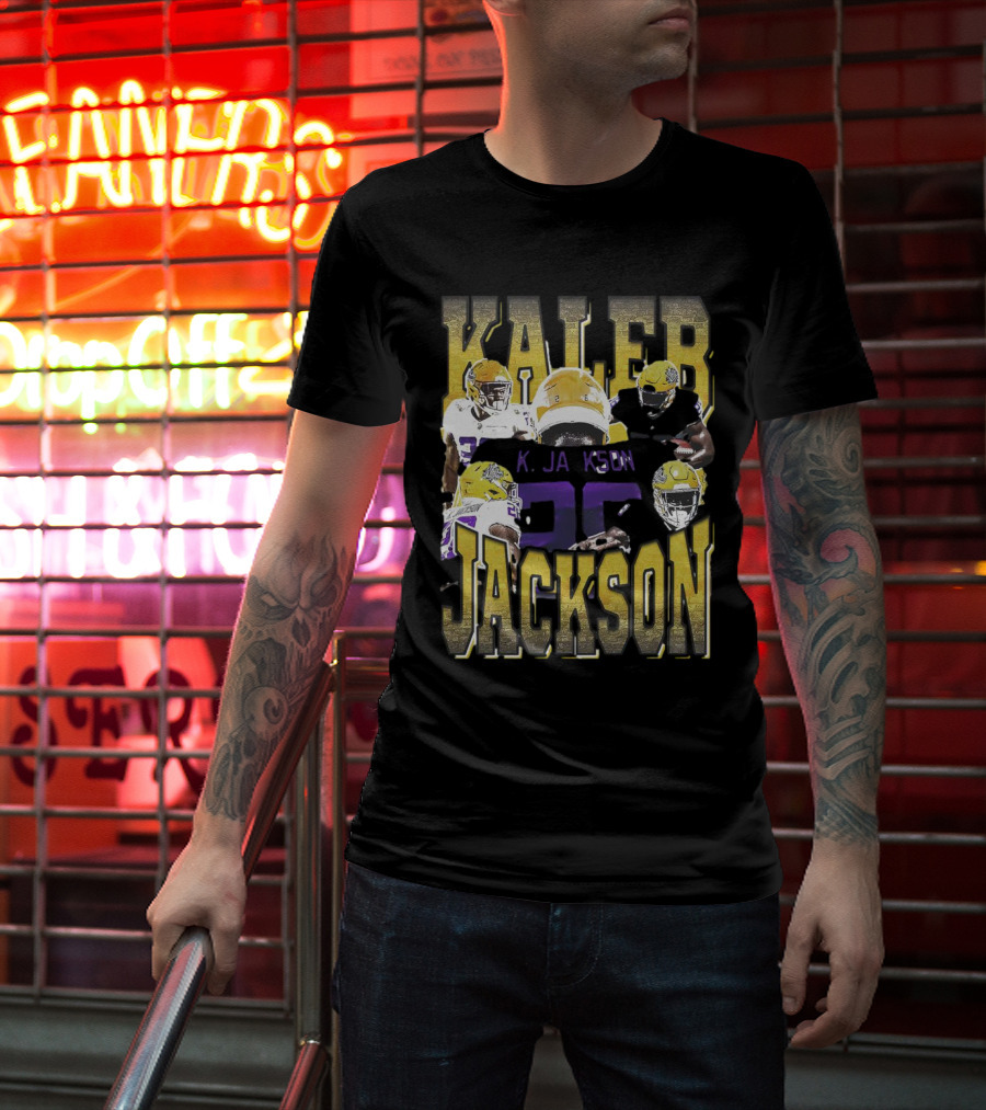 Kaleb Jackson LSU Tigers Football Vintage Retro Athlete Collage T-Shirt