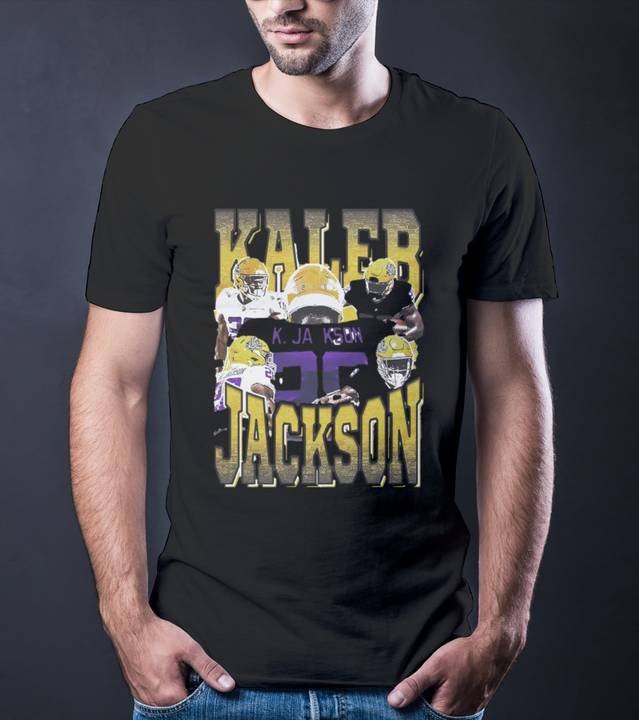 Kaleb Jackson LSU Tigers Football Vintage Retro Athlete Collage T-Shirt