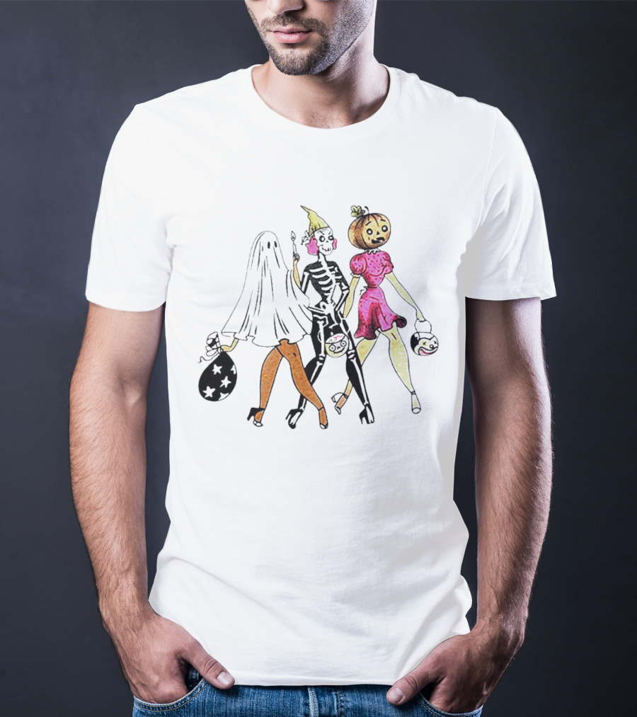 Vanessa Hudgens Vintage Halloween Ghost Skeleton Pumpkin Costume Party T-Shirt