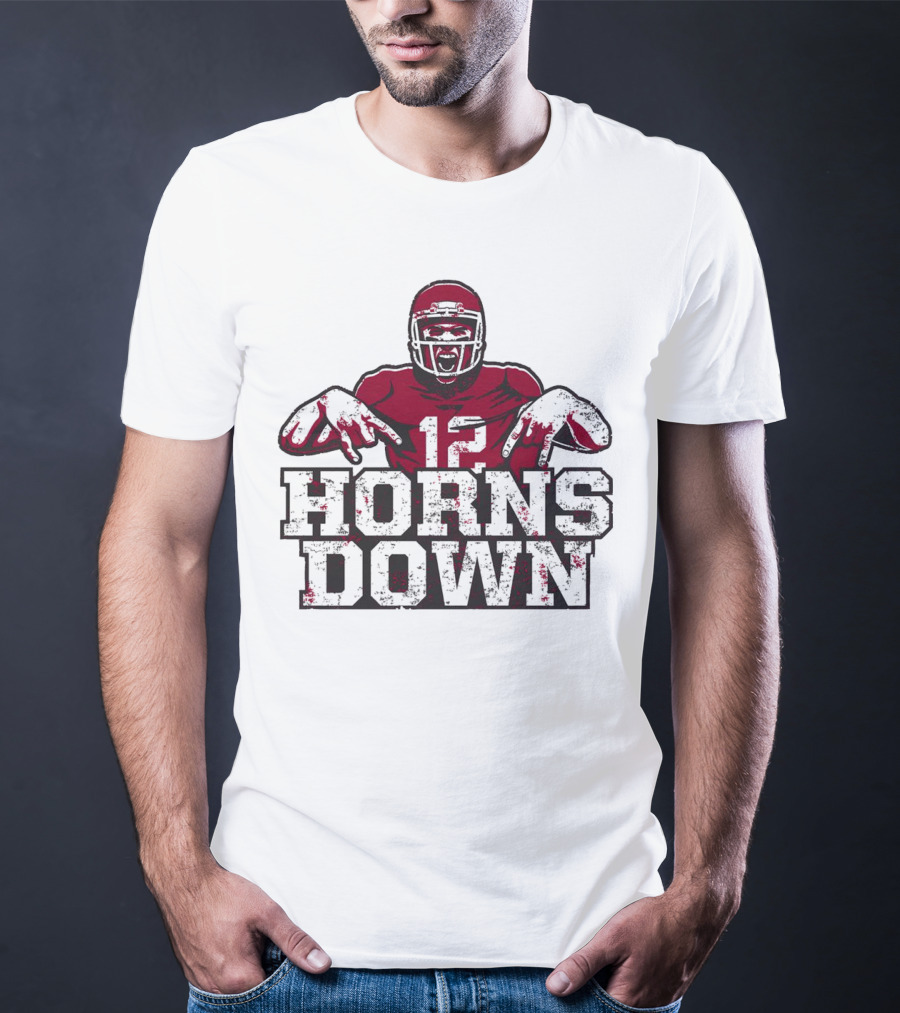 Horns Down 12 Oklahoma Sooners Football Player T-Shirt