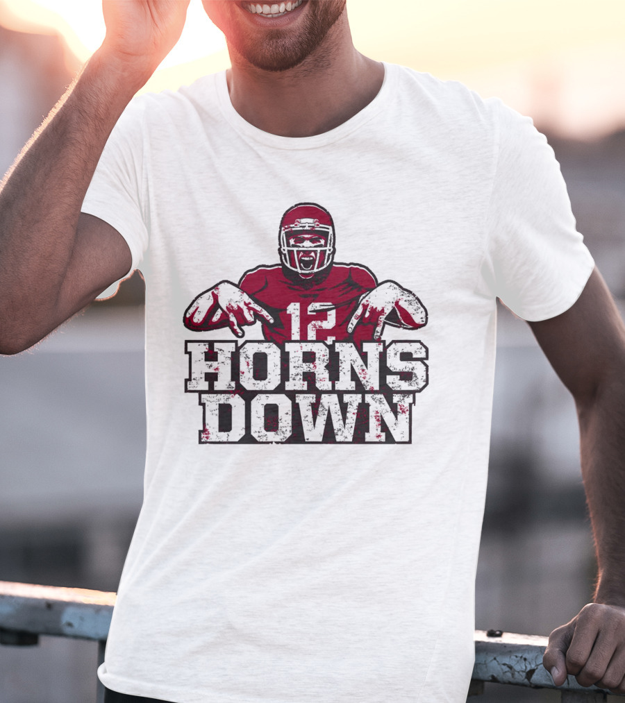 Horns Down 12 Oklahoma Sooners Football Player T-Shirt