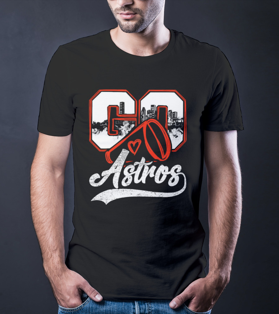 Go Astros City Cheer With Heart And Megaphone T-Shirt