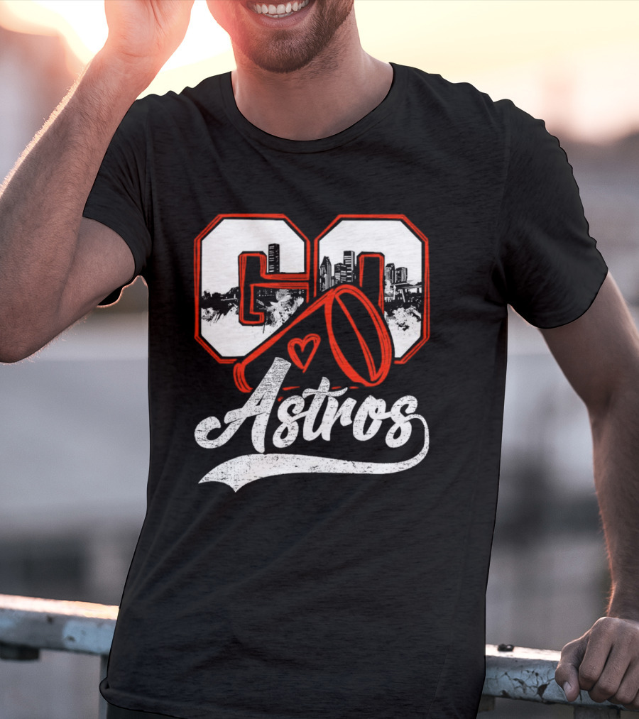 Go Astros City Cheer With Heart And Megaphone T-Shirt