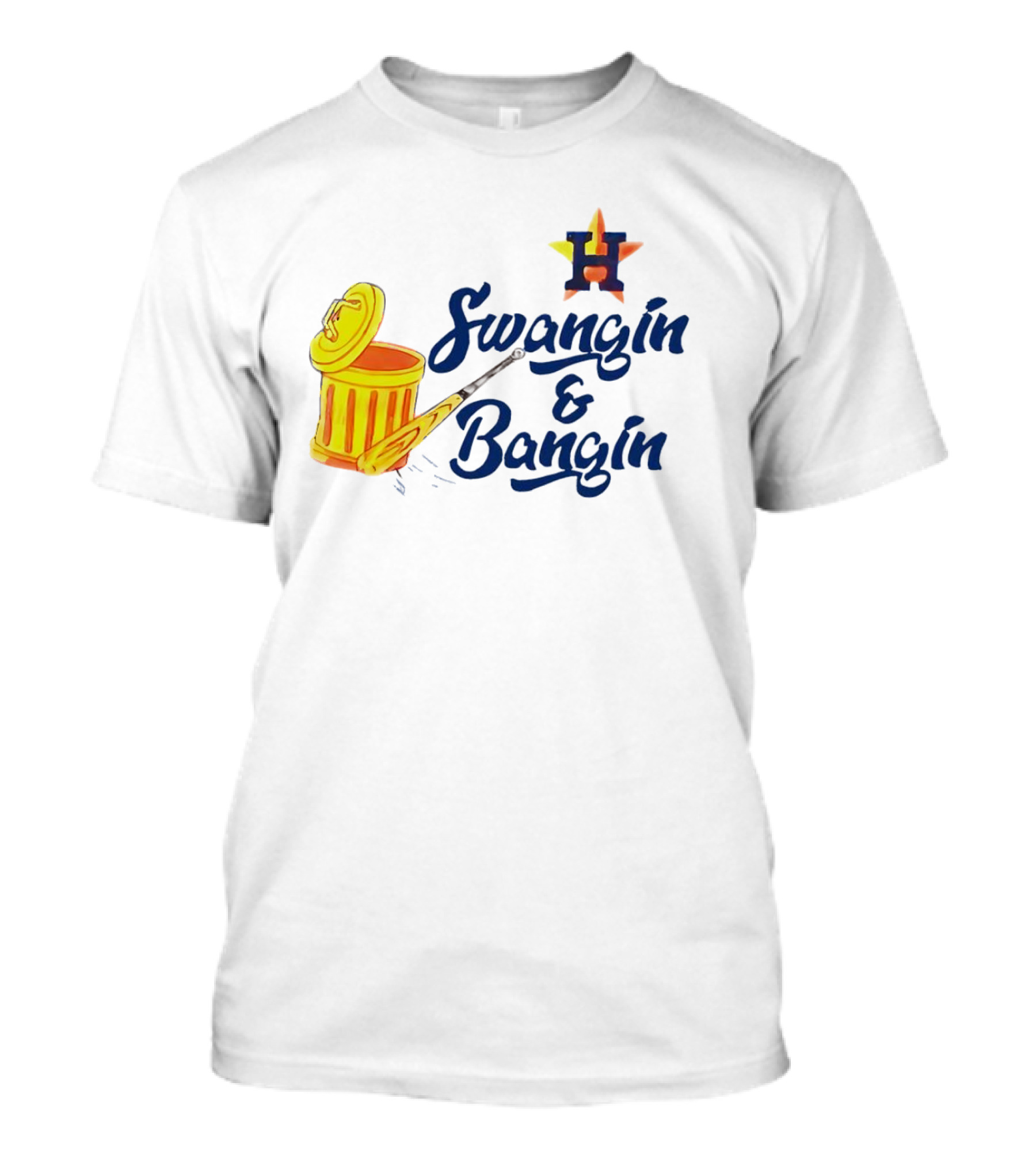 Houston Astros Swangin And Bangin Star H Orange Trash Can Baseball Paddle T-Shirt