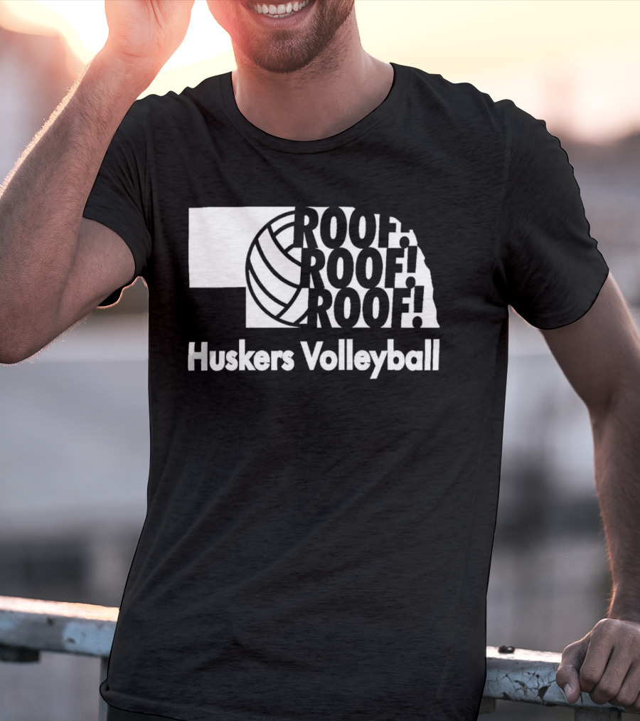 Huskers Volleyball Roof Roof Roof T-Shirt