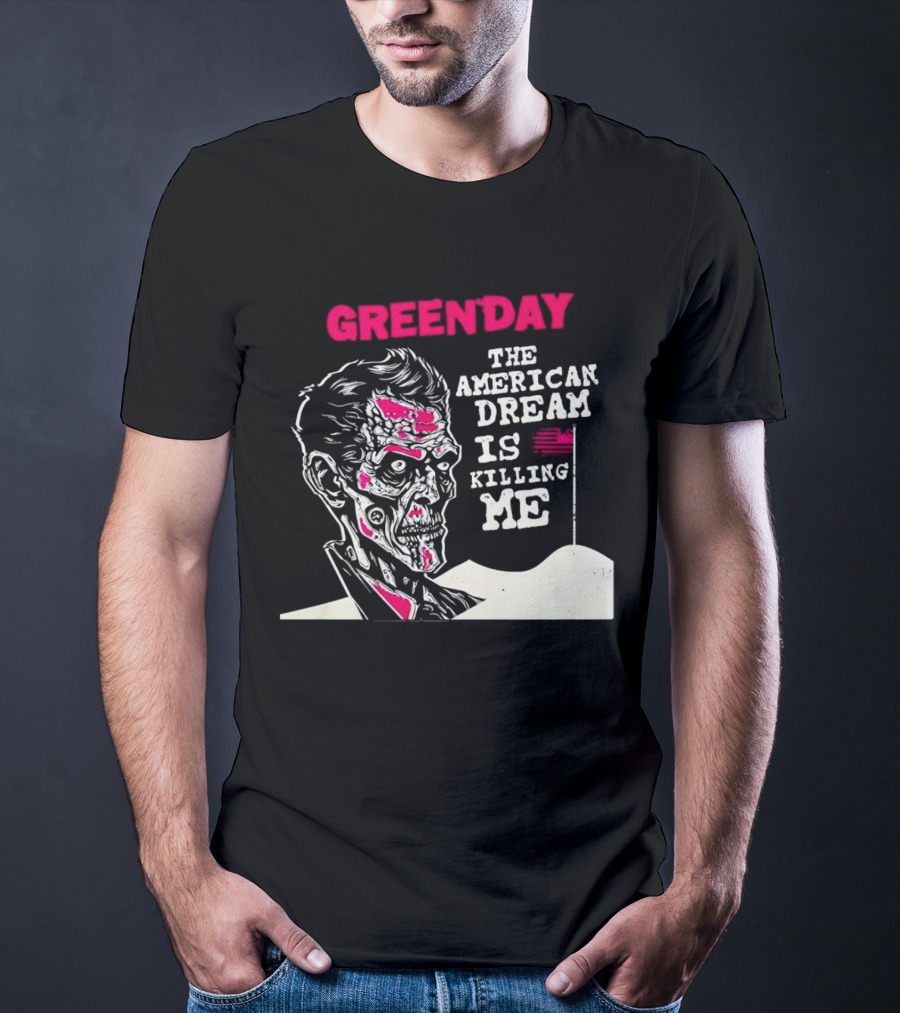 Green Day The American Dream Is Killing Me Zombie American Flag T-Shirt