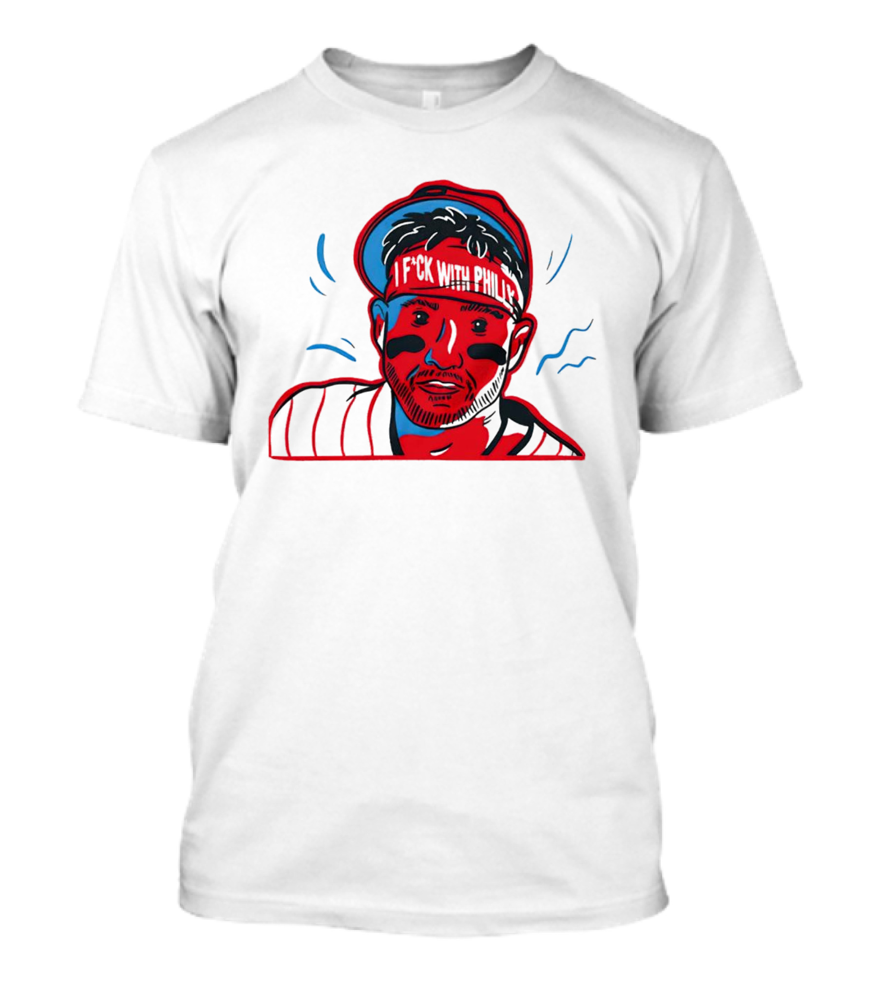I Fck With Philly Philadelphia Phillies Cartoon Player Fan T-Shirt