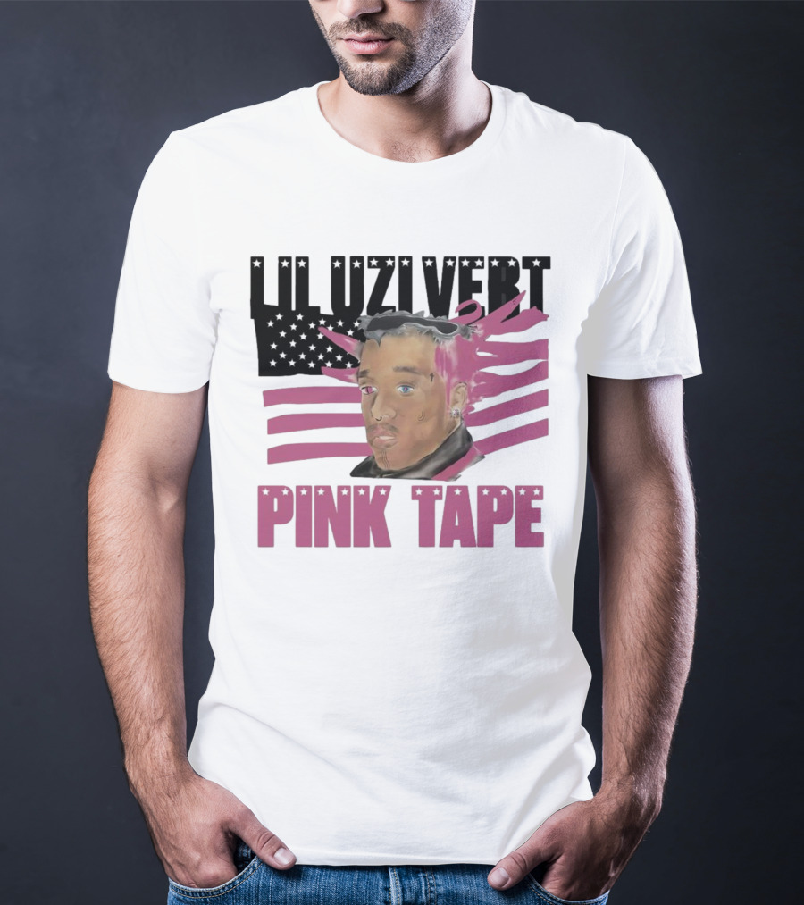 Lil Uzi Vert Pink Tape Black American Flag T-Shirt