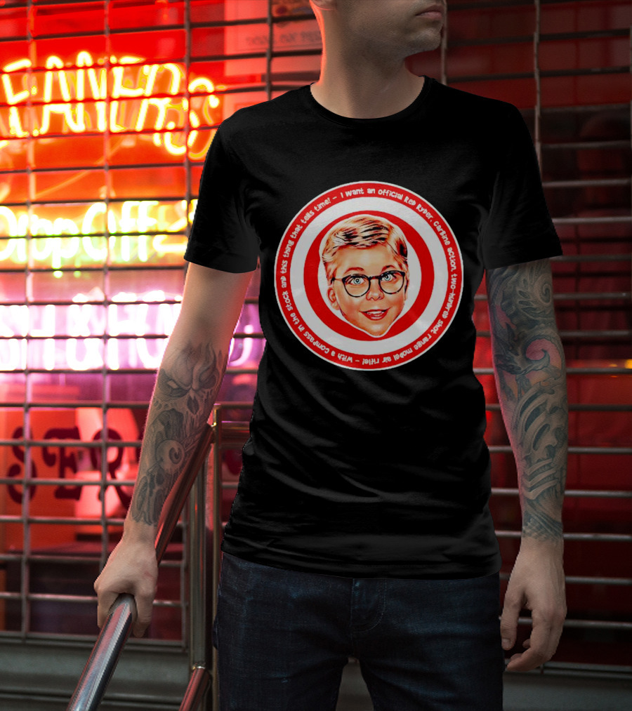 Ralphie Peter Billingsley Christmas Official Red Ryder Carbine Action Two Hundred Shot Range Model Air Rifle Round T-Shirt