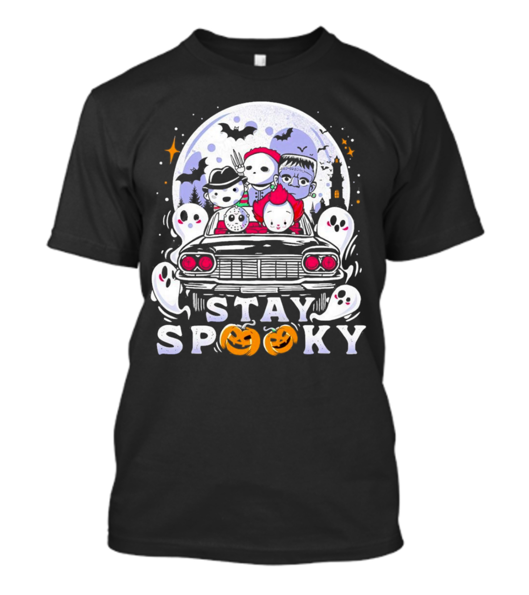 Stay Spooky Halloween Horror Movie Characters Car Ride T-Shirt
