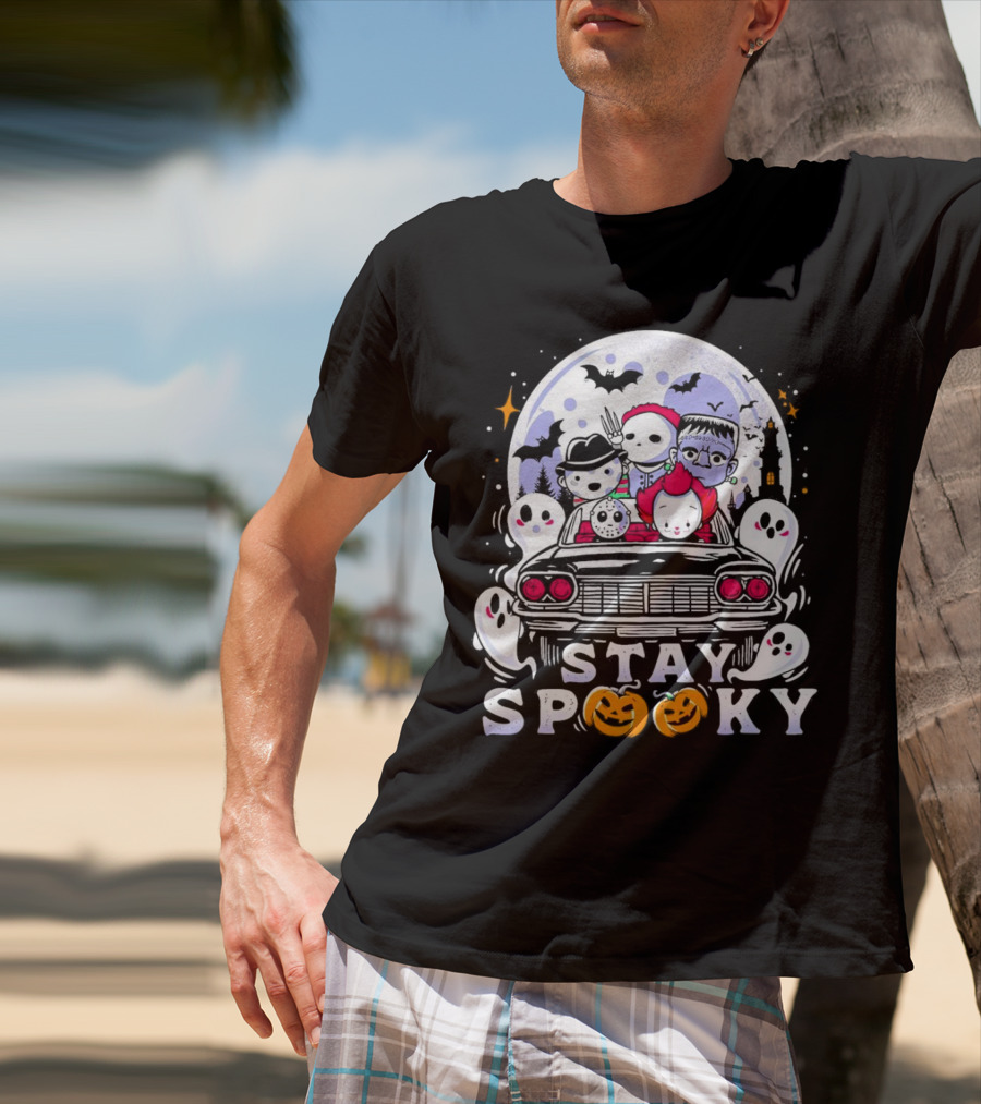 Stay Spooky Halloween Horror Movie Characters Car Ride T-Shirt