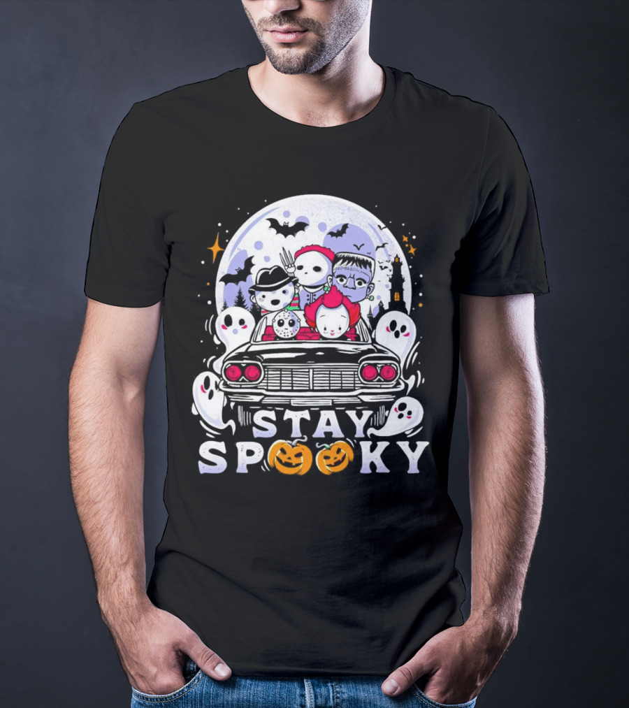 Stay Spooky Halloween Horror Movie Characters Car Ride T-Shirt