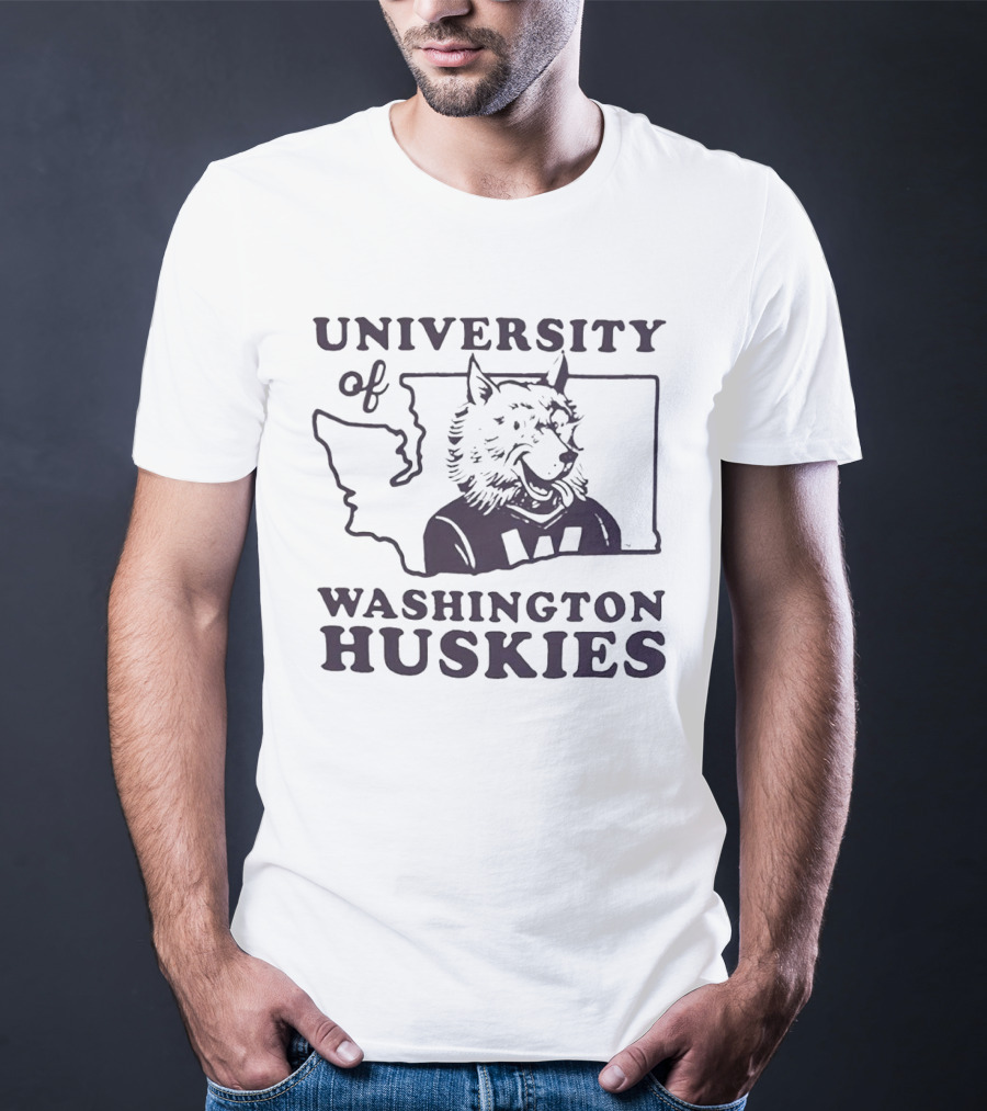 University Of Washington Huskies Mascot Outline Map T-Shirt