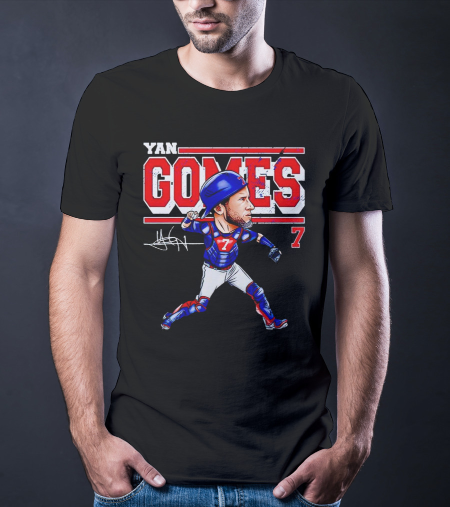 Yan Gomes Chicago Cubs Cartoon Vintage 7 Baseball Caricature T-Shirt