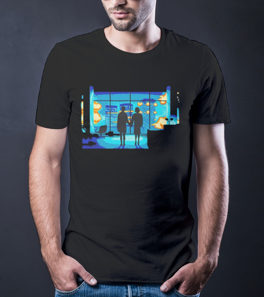 Explosion Fire Cityscape Window T-Shirt