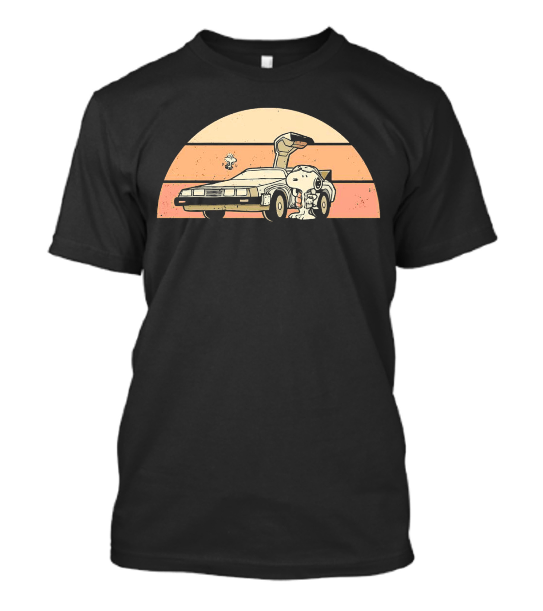 Snoopy Outatime Beagle Vintage DeLorean Adventure Retro Peanuts Woodstock T-Shirt