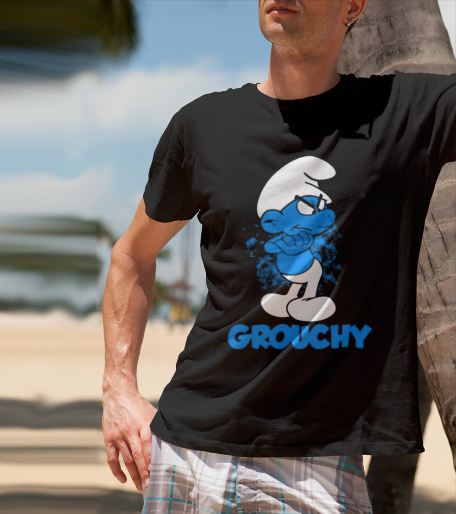 Grouchy Smurf Blue Attitude Character T-Shirt