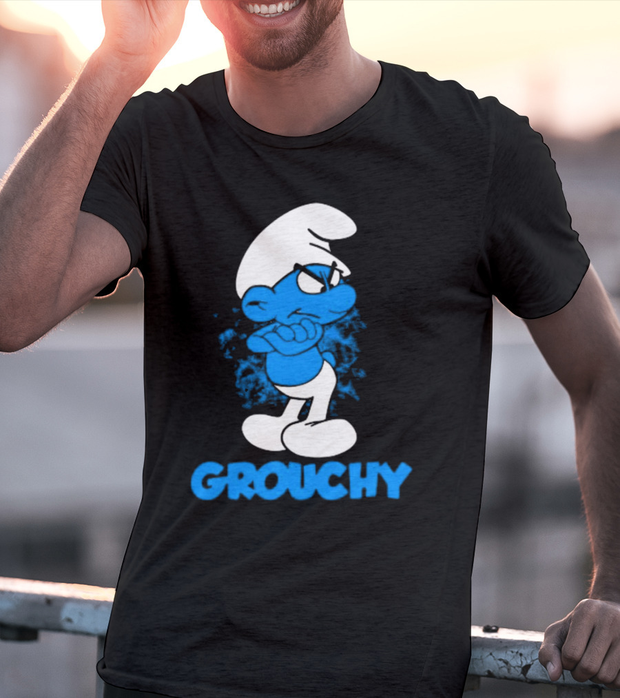 Grouchy Smurf Blue Attitude Character T-Shirt