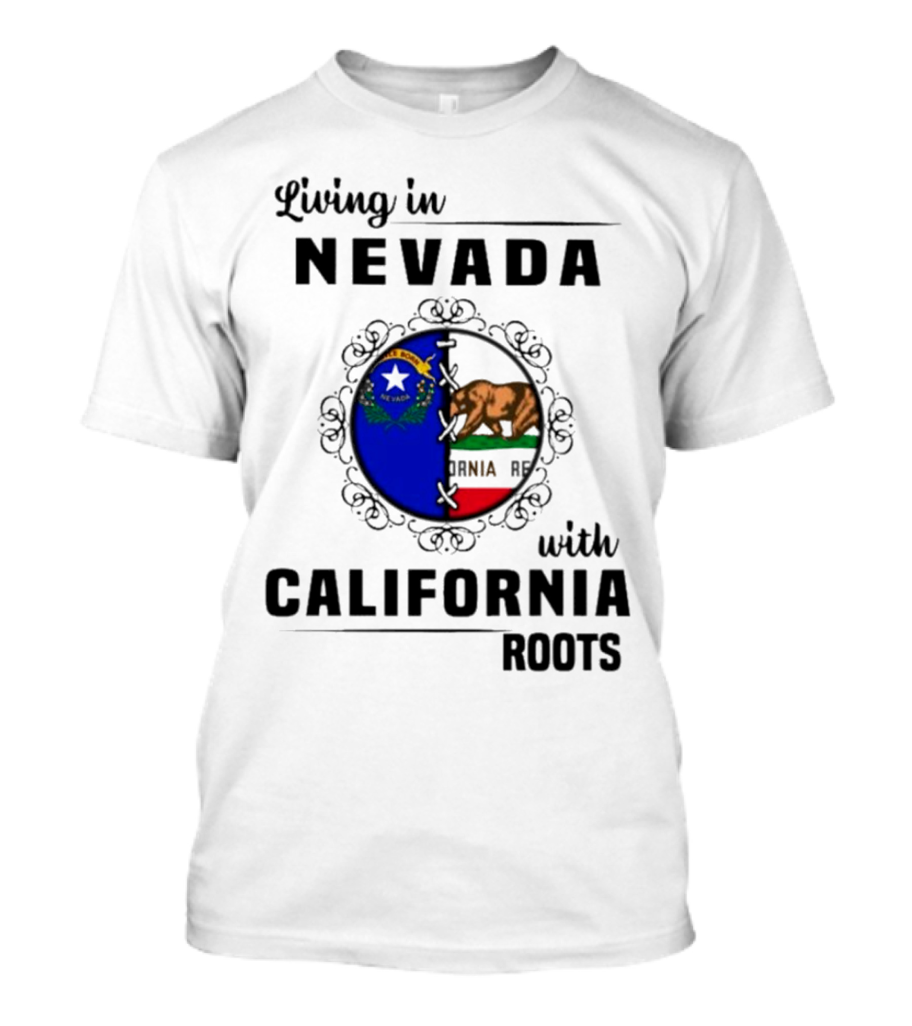 Living In Nevada With California Roots State Symbols Connection T-Shirt