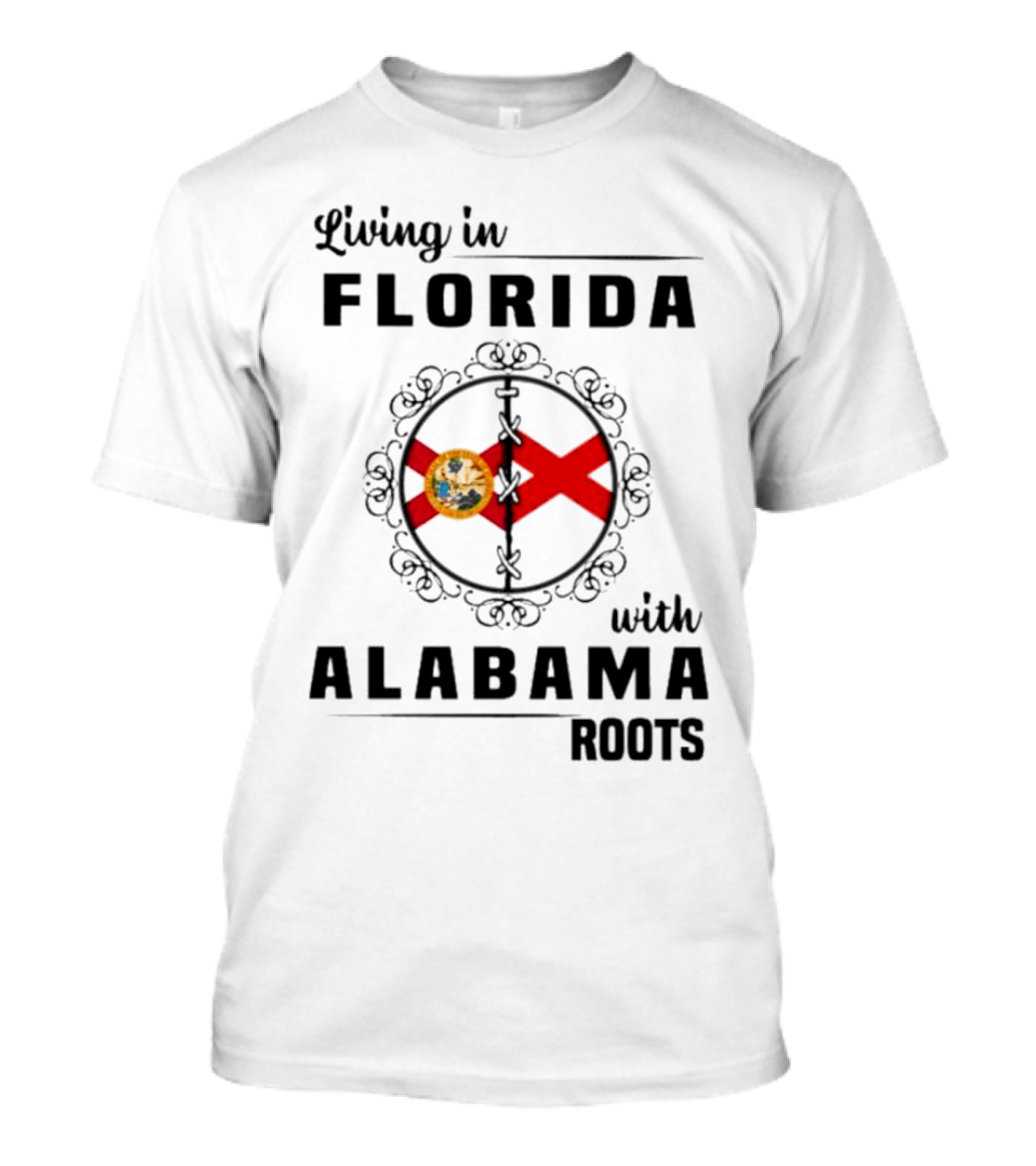 Living In Florida With Alabama Roots State Flags Circular T-Shirt