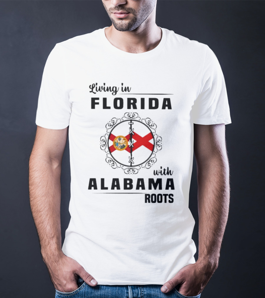 Living In Florida With Alabama Roots State Flags Circular T-Shirt